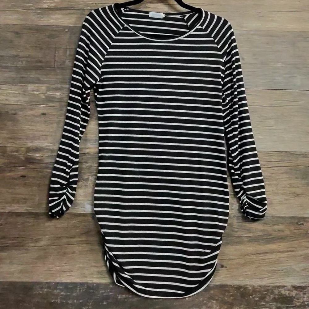 Sherosa Maternity Black and White Striped Blouse